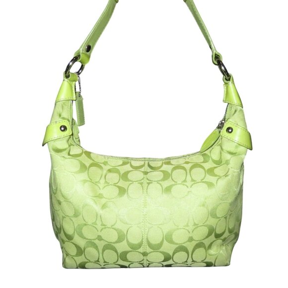 Coach 2010 Lime Green Penelope Signature Canvas Hobo & Matching Leather Wristlet - Picture 3 of 14